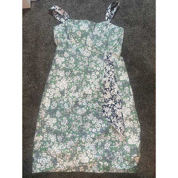 Floral Green and White Mini Dress - Picture 1 of 4